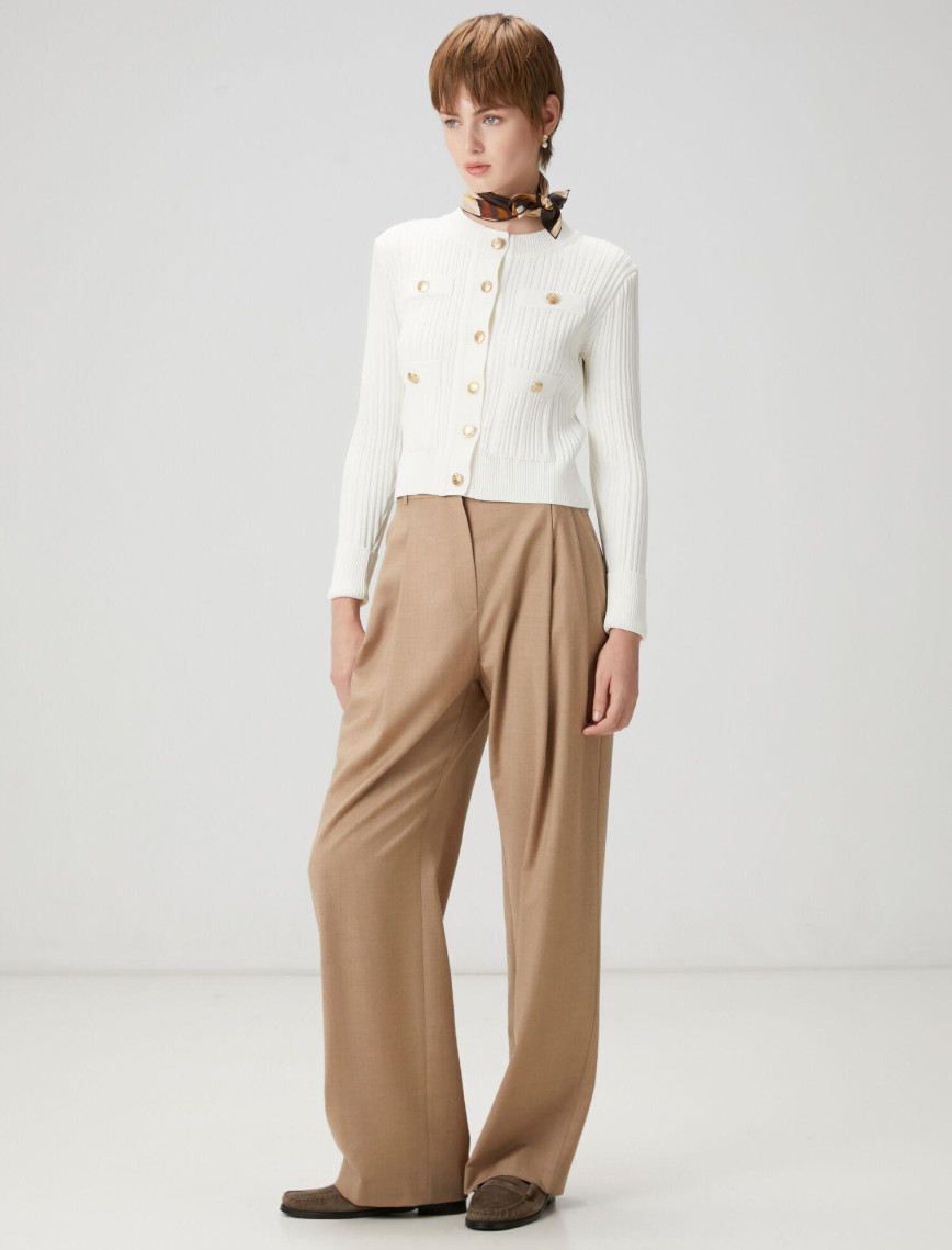 Beymen Club Kadın Kırık Beyaz Ribli Triko Ceket Beymen Club Kadın Kırık Beyaz Ribli Triko Ceket