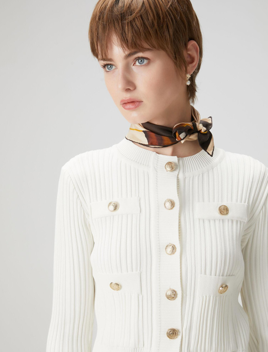 Beymen Club Kadın Kırık Beyaz Ribli Triko Ceket Beymen Club Kadın Kırık Beyaz Ribli Triko Ceket