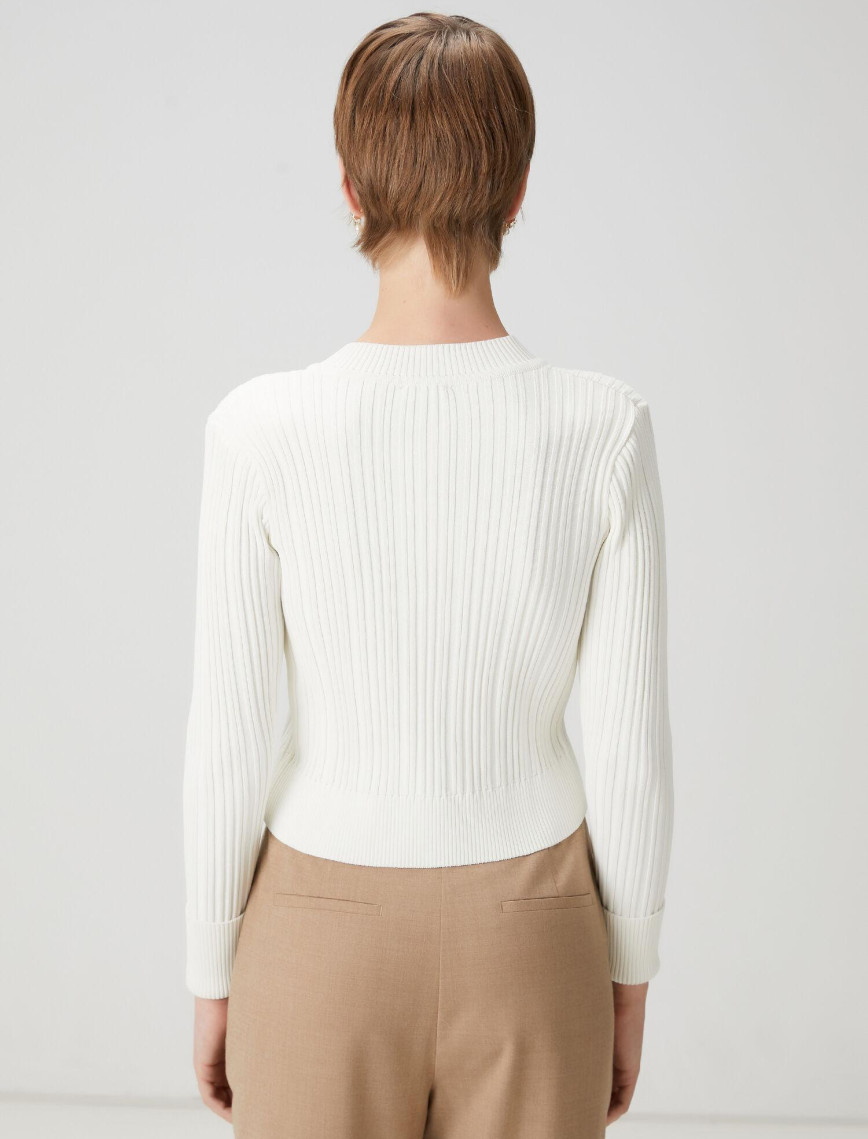 Beymen Club Kadın Kırık Beyaz Ribli Triko Ceket Beymen Club Kadın Kırık Beyaz Ribli Triko Ceket