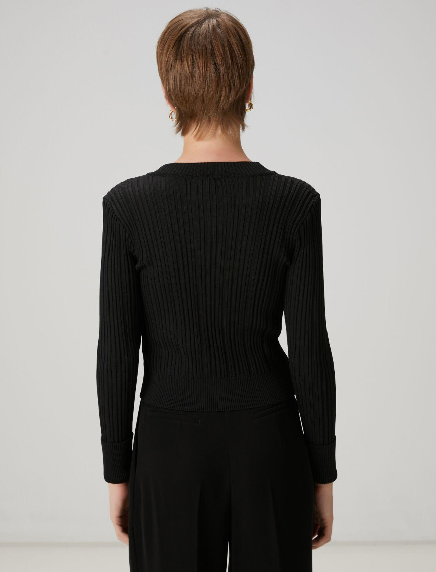 Beymen Club Kadın Siyah Ribli Triko Ceket Beymen Club Kadın Siyah Ribli Triko Ceket