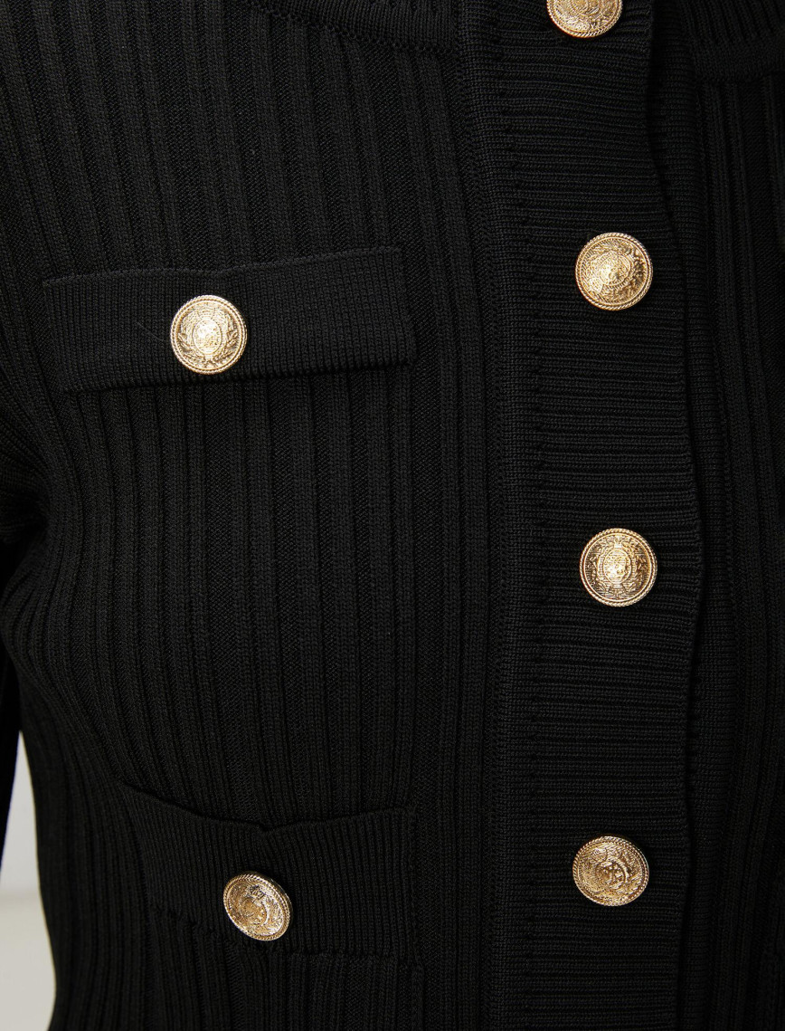 Beymen Club Kadın Siyah Ribli Triko Ceket Beymen Club Kadın Siyah Ribli Triko Ceket