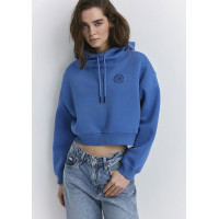 Mavi Mavi Patch Logo Kapüşonlu Mavi Crop Sweatshirt 1S10305-70885 Mavi Mavi Patch Logo Kapüşonlu Mavi Crop Sweatshirt 1S10305-70885