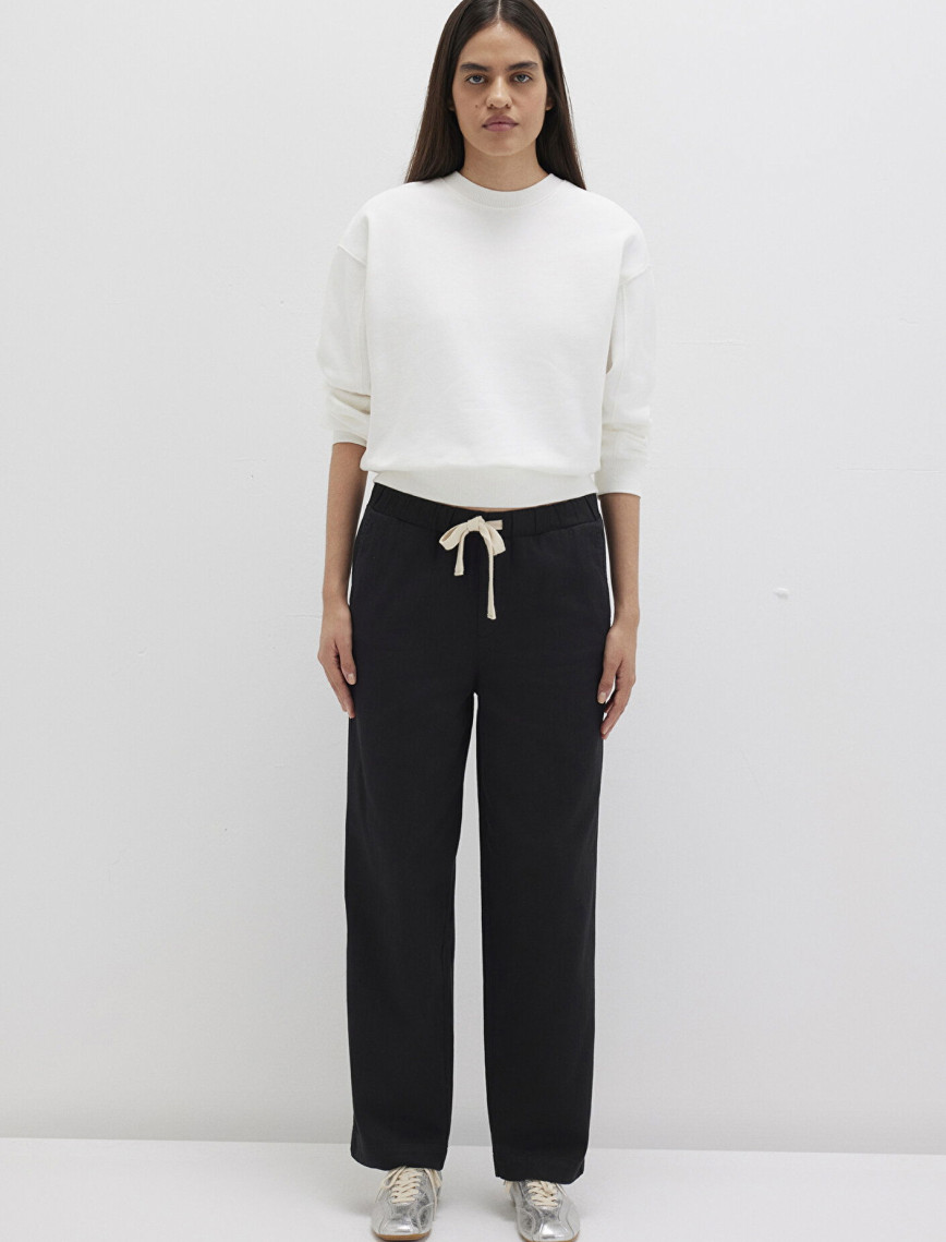 Mavi Beli Bağcıklı Siyah Pantolon 1010945-900 Mavi Beli Bağcıklı Siyah Pantolon 1010945-900