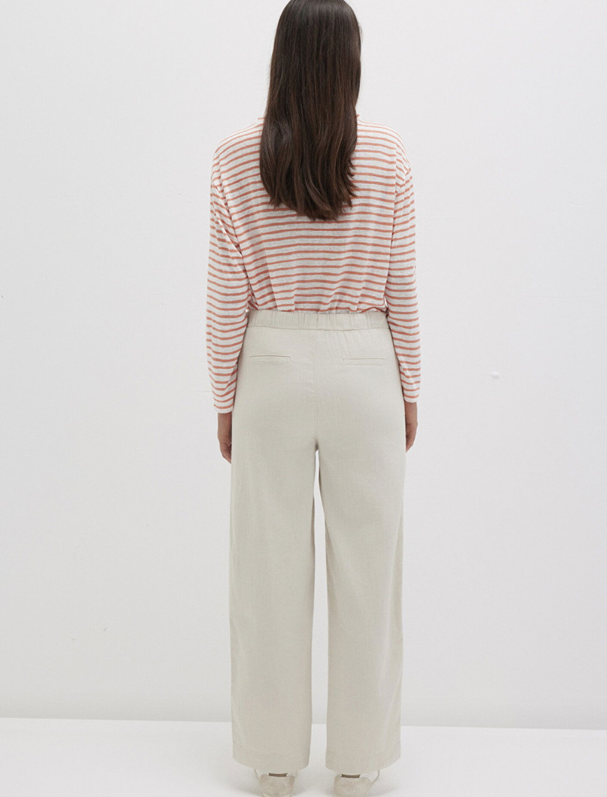 Mavi Beli Bağcıklı Bej Pantolon 1010945-35043 Mavi Beli Bağcıklı Bej Pantolon 1010945-35043