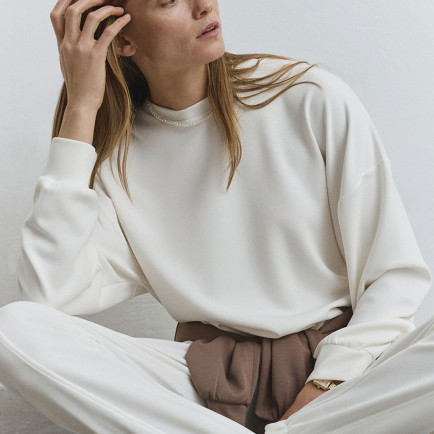 Mavi Lux Touch Bisiklet Yaka Beyaz Sweatshirt 1S10422-70057