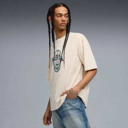 Puma Graphic Erkek Krem T-Shirt Puma Graphic Erkek Krem T-Shirt