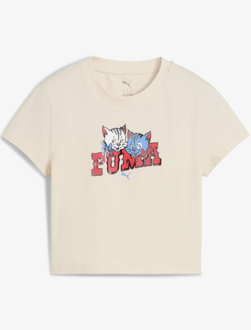 Puma Graphic Kitten Baby Kadın Krem T-Shirt Puma Graphic Kitten Baby Kadın Krem T-Shirt