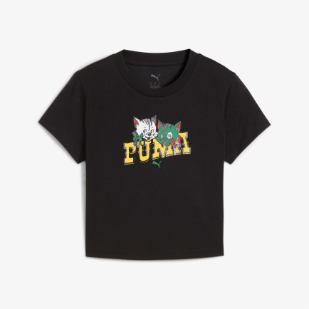 Puma Graphic Kitten Baby Kadın Siyah T-Shirt