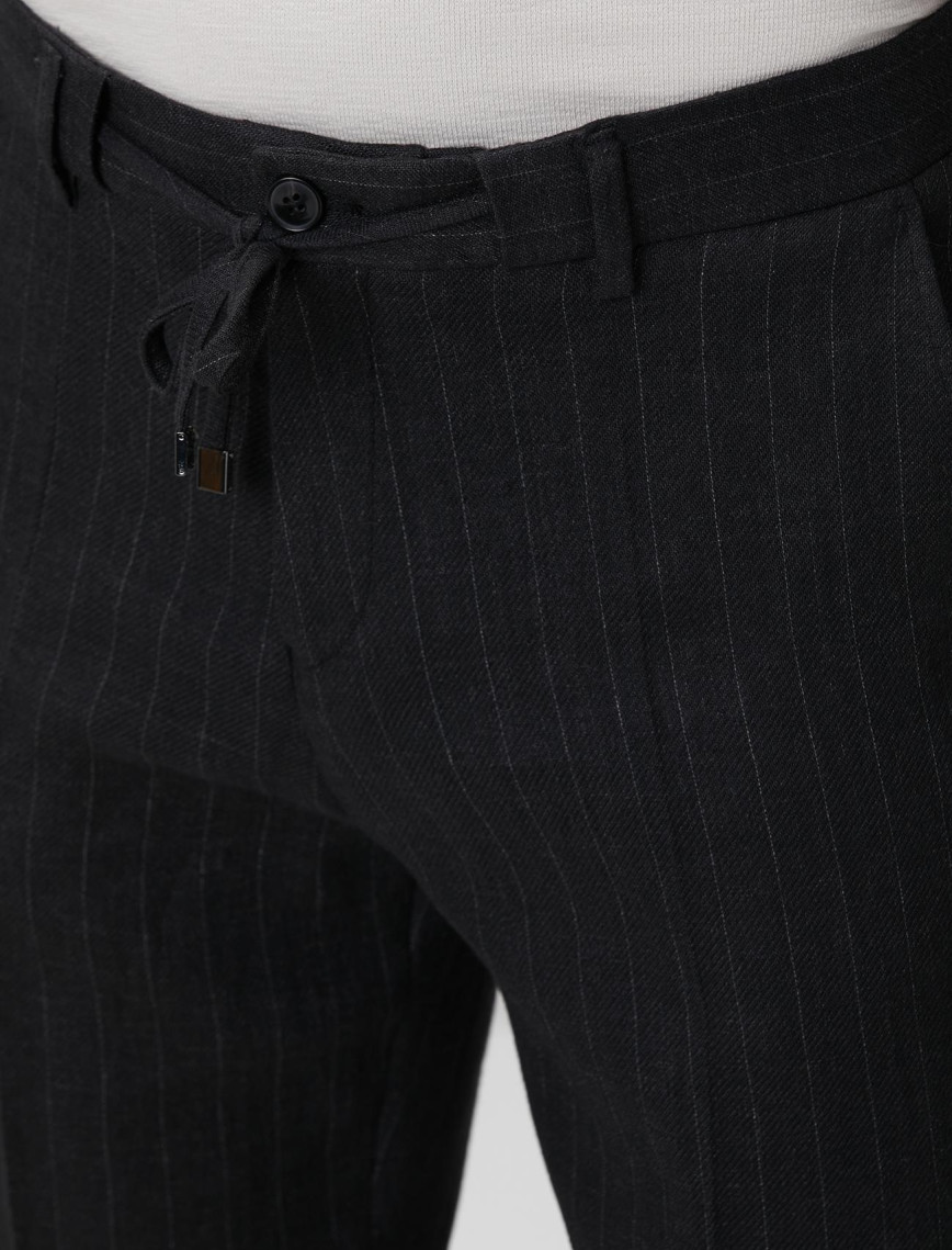 Network Erkek Siyah Keten Karışımlı Jogger Pantolon Network Erkek Siyah Keten Karışımlı Jogger Pantolon