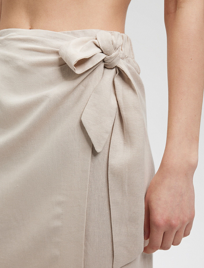 Mavi Keten Karışımlı Bej Viskoz Etek 1310521-70136 Mavi Keten Karışımlı Bej Viskoz Etek 1310521-70136