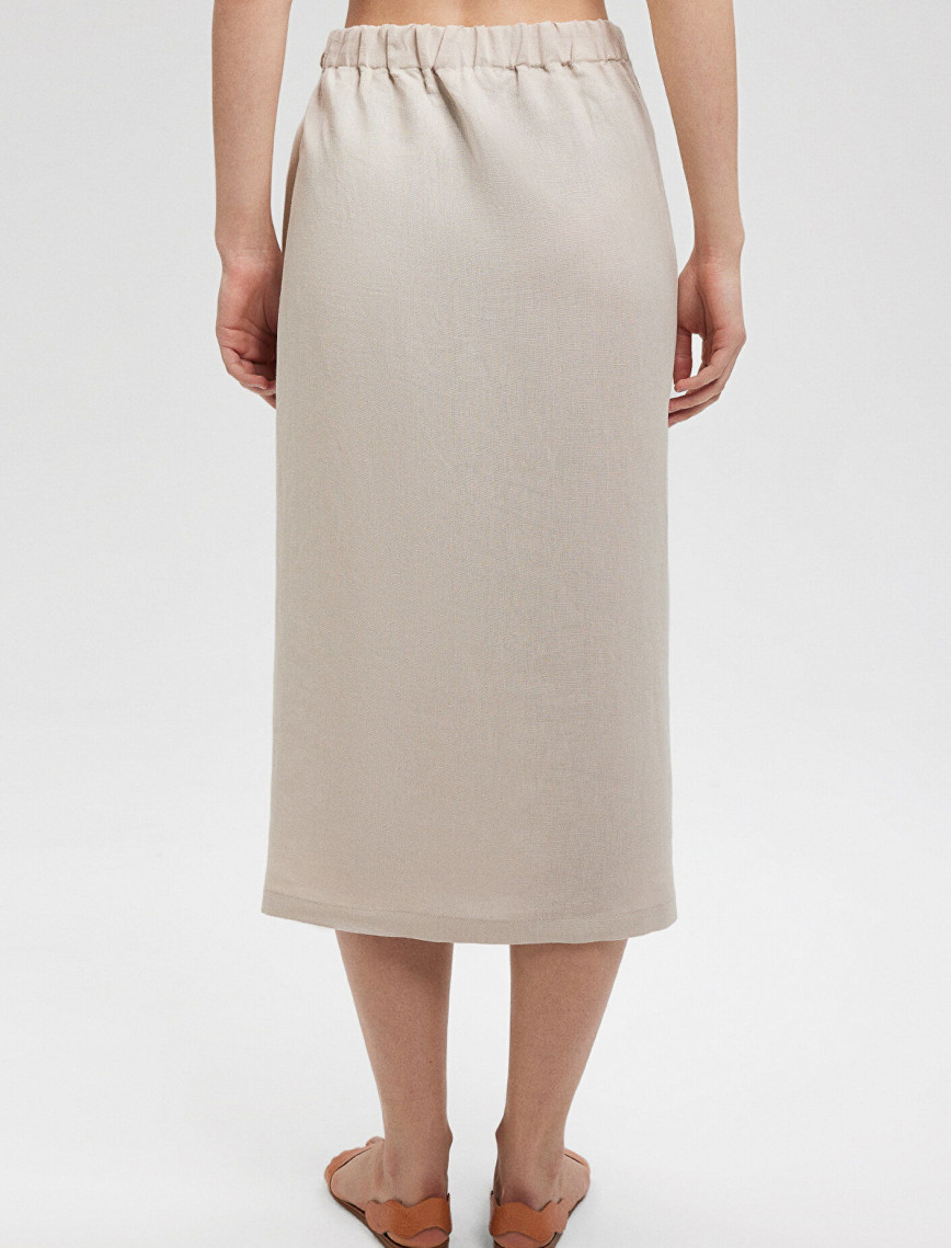 Mavi Keten Karışımlı Bej Viskoz Etek 1310521-70136 Mavi Keten Karışımlı Bej Viskoz Etek 1310521-70136