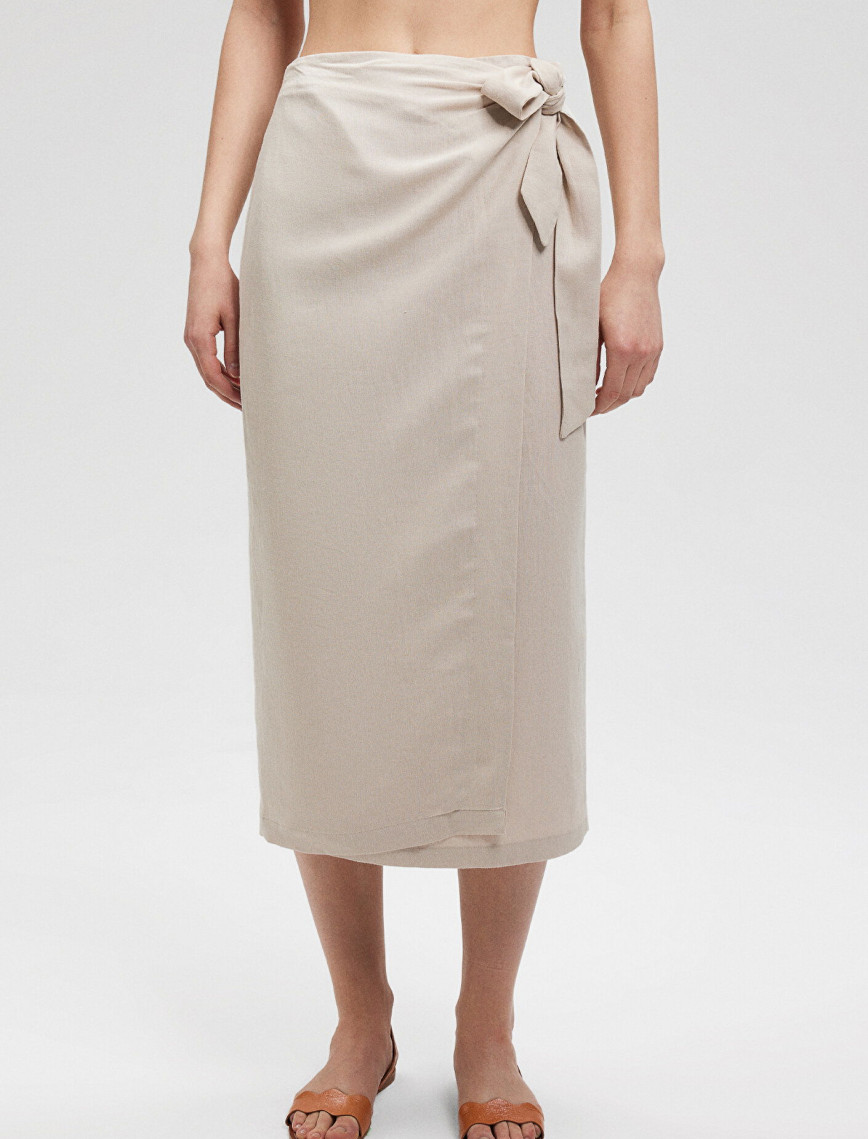 Mavi Keten Karışımlı Bej Viskoz Etek 1310521-70136 Mavi Keten Karışımlı Bej Viskoz Etek 1310521-70136