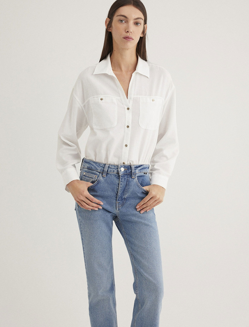 Mavi Ekru Gömlek Regular Fit / Normal Kesim 1210985-70057 Mavi Ekru Gömlek Regular Fit / Normal Kesim 1210985-70057