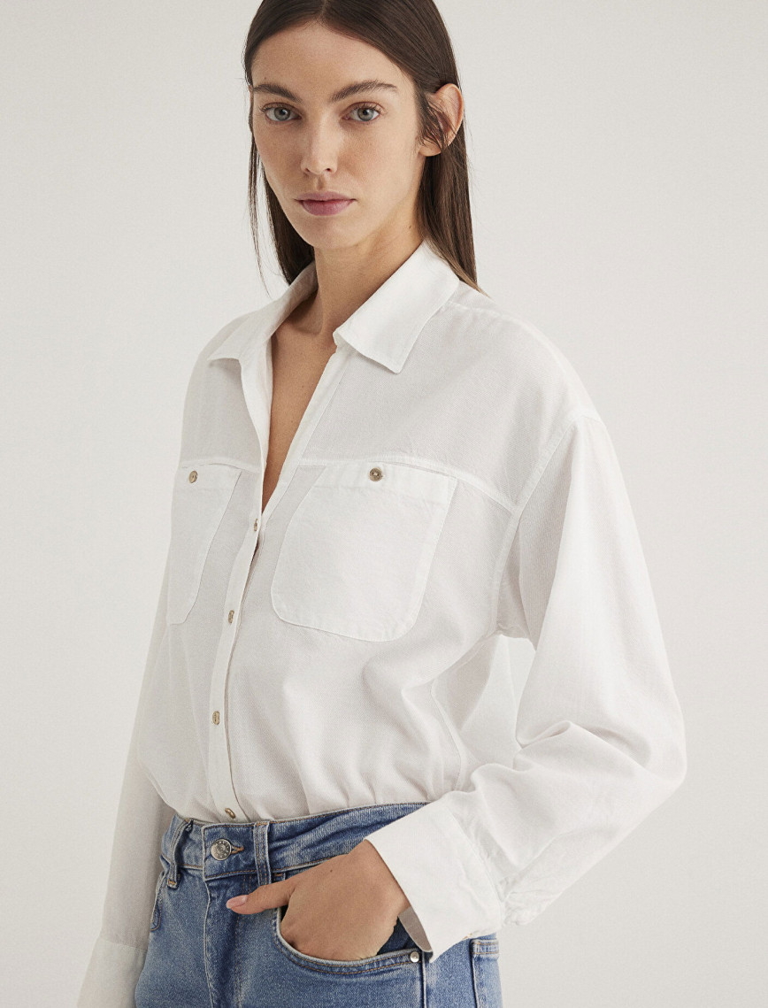 Mavi Ekru Gömlek Regular Fit / Normal Kesim 1210985-70057 Mavi Ekru Gömlek Regular Fit / Normal Kesim 1210985-70057