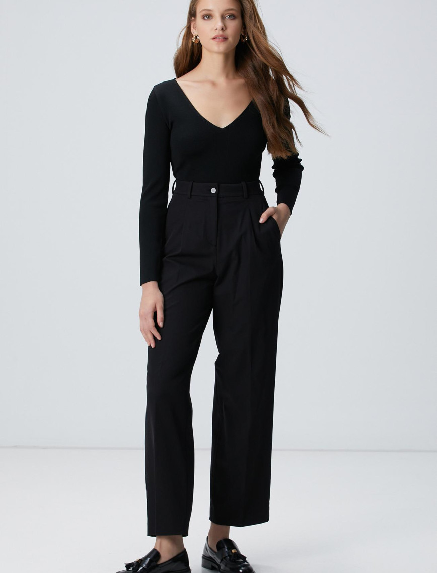 Network Kadın Lacivert Geniş Paça Basic Pantolon Network Kadın Lacivert Geniş Paça Basic Pantolon