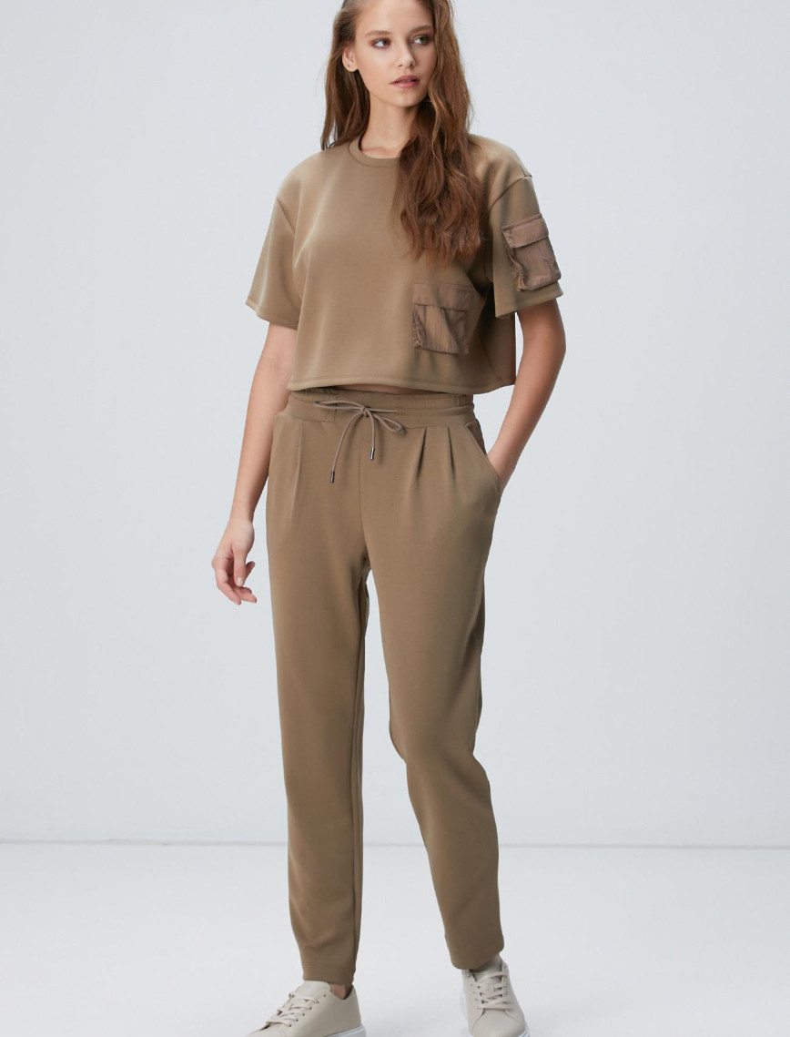 Network Kadın Haki Modal Karışımlı T-shirt Network Kadın Haki Modal Karışımlı T-shirt