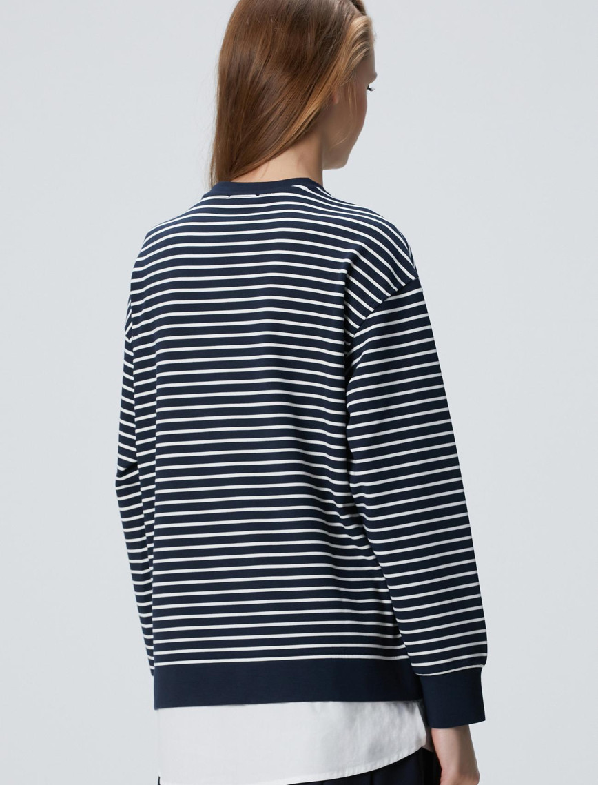 Network Kadın Lacivert Beyaz Dokuma Garnili Sweatshirt Network Kadın Lacivert Beyaz Dokuma Garnili Sweatshirt