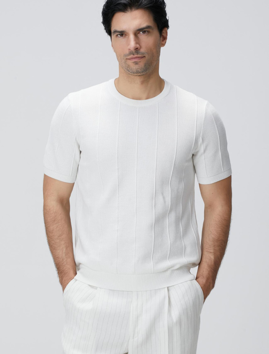 Network Erkek Beyaz Jakarlı Triko Kazak Network Erkek Beyaz Jakarlı Triko Kazak