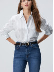 Network Kadın Kırık Beyaz Çizgi Desemli Geniş Kalıp Tencel Gömlek Network Kadın Kırık Beyaz Çizgi Desemli Geniş Kalıp Tencel Gömlek