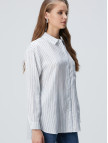 Network Kadın Kırık Beyaz Çizgi Desemli Geniş Kalıp Tencel Gömlek Network Kadın Kırık Beyaz Çizgi Desemli Geniş Kalıp Tencel Gömlek