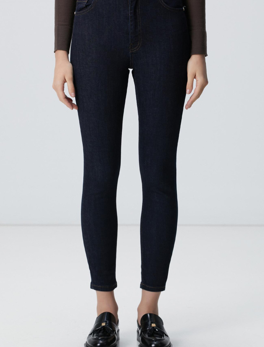 Network Kadın Lacivert Skinny Fit Dar Paça Raw Denim Pantolon Network Kadın Lacivert Skinny Fit Dar Paça Raw Denim Pantolon