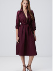 Network Kadın Vişne Midi Kuşaklı Elbise