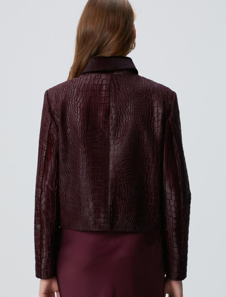 Network Kadın Vişne Limited Kroko Desenli Deri Mont Network Kadın Vişne Limited Kroko Desenli Deri Mont