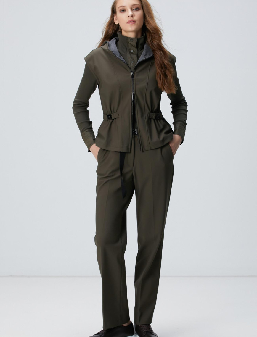 Network Kadın Haki N-Tech Kemer Detaylı Pantolon Network Kadın Haki N-Tech Kemer Detaylı Pantolon