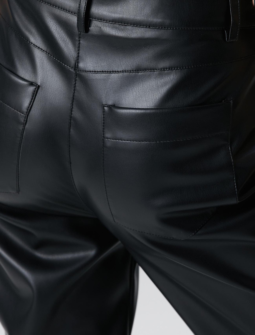 Network Kadın Siyah Kesik Detaylı Deri Pantolon Network Kadın Siyah Kesik Detaylı Deri Pantolon