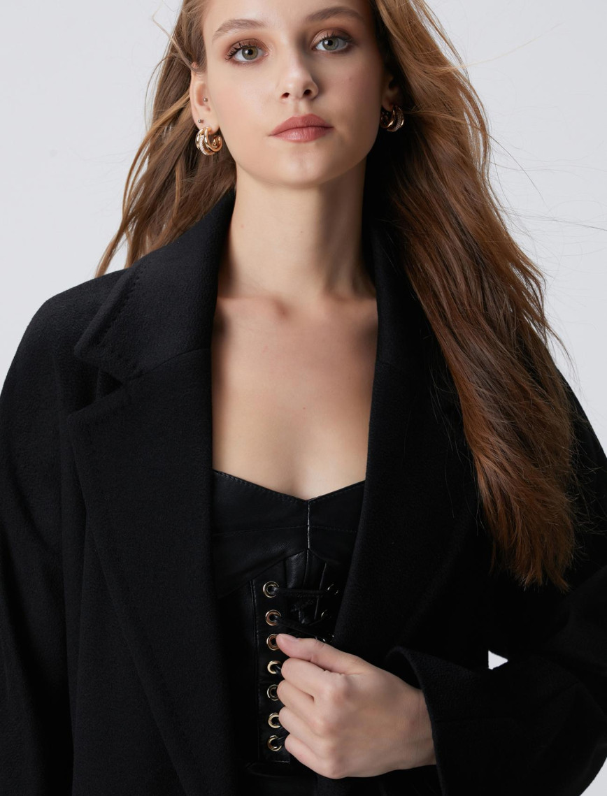 Network Kadın Limited Siyah Kaşmir Manto Network Kadın Limited Siyah Kaşmir Manto