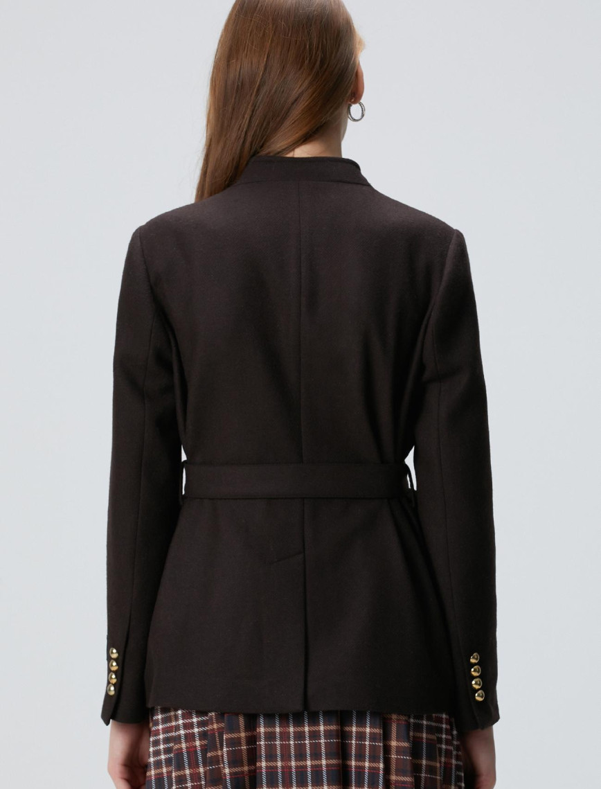 Network Kadın Acı Kahve Yün Karışımlı Ceket Network Kadın Acı Kahve Yün Karışımlı Ceket