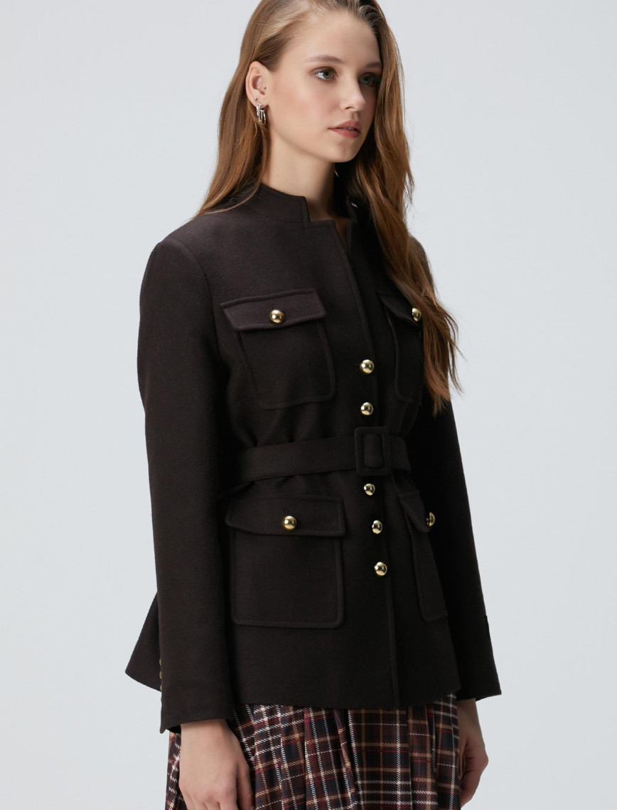 Network Kadın Acı Kahve Yün Karışımlı Ceket Network Kadın Acı Kahve Yün Karışımlı Ceket