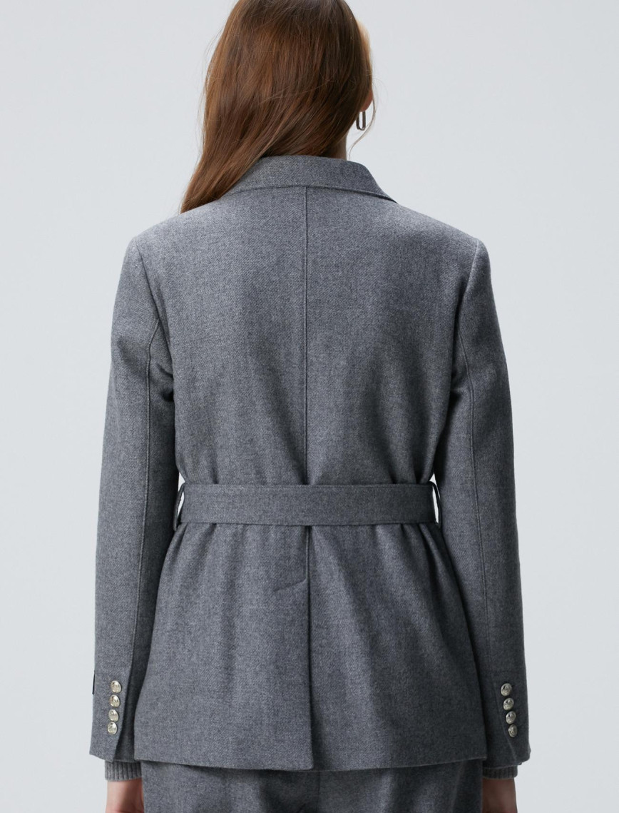 Network Kadın Gri Melanj Yün Karışımlı Ceket Network Kadın Gri Melanj Yün Karışımlı Ceket
