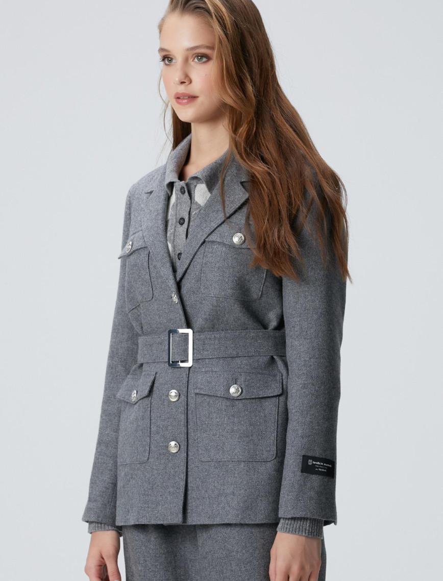 Network Kadın Gri Melanj Yün Karışımlı Ceket Network Kadın Gri Melanj Yün Karışımlı Ceket