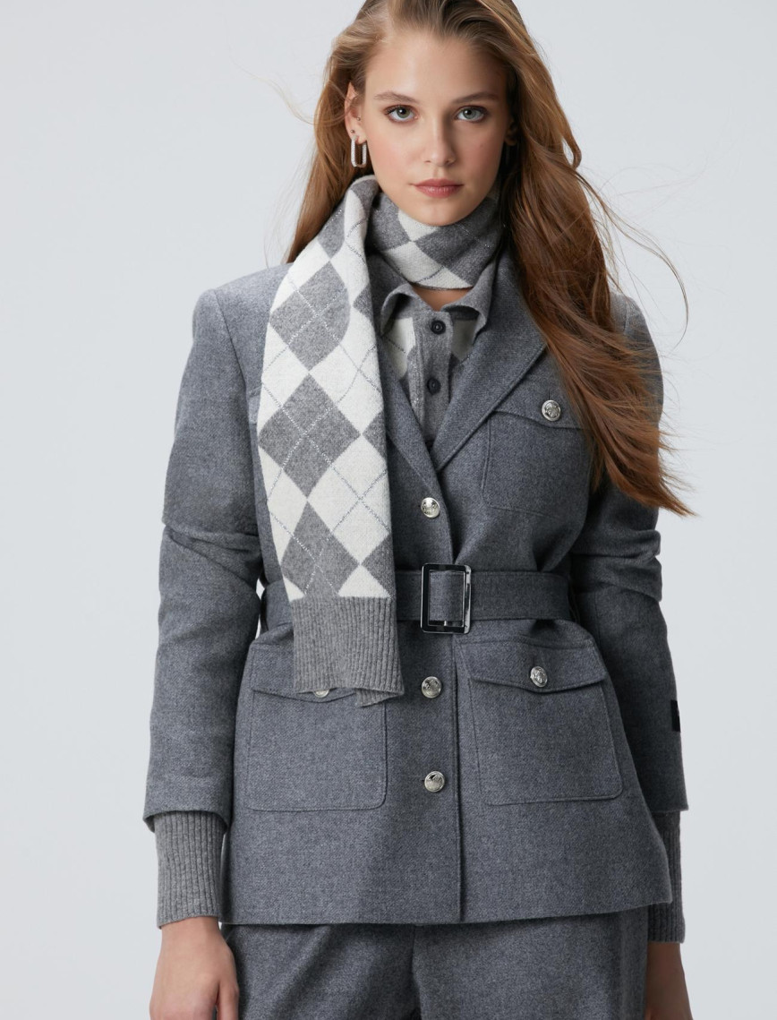 Network Kadın Gri Melanj Yün Karışımlı Ceket Network Kadın Gri Melanj Yün Karışımlı Ceket