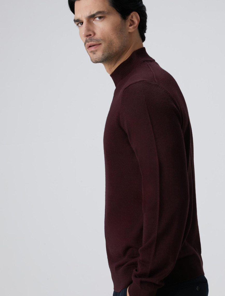 Network Erkek Bordo Yün Karışımlı Kazak Network Erkek Bordo Yün Karışımlı Kazak