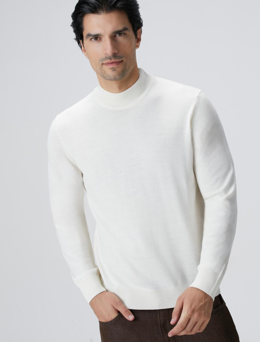 Network Erkek Beyaz Yün Karışımlı Kazak Network Erkek Beyaz Yün Karışımlı Kazak