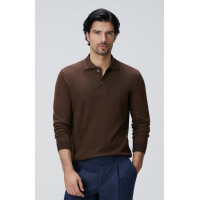 Network Erkek Kahverengi Polo Yaka Keten Karışımlı Triko Kazak Network Erkek Kahverengi Polo Yaka Keten Karışımlı Triko Kazak