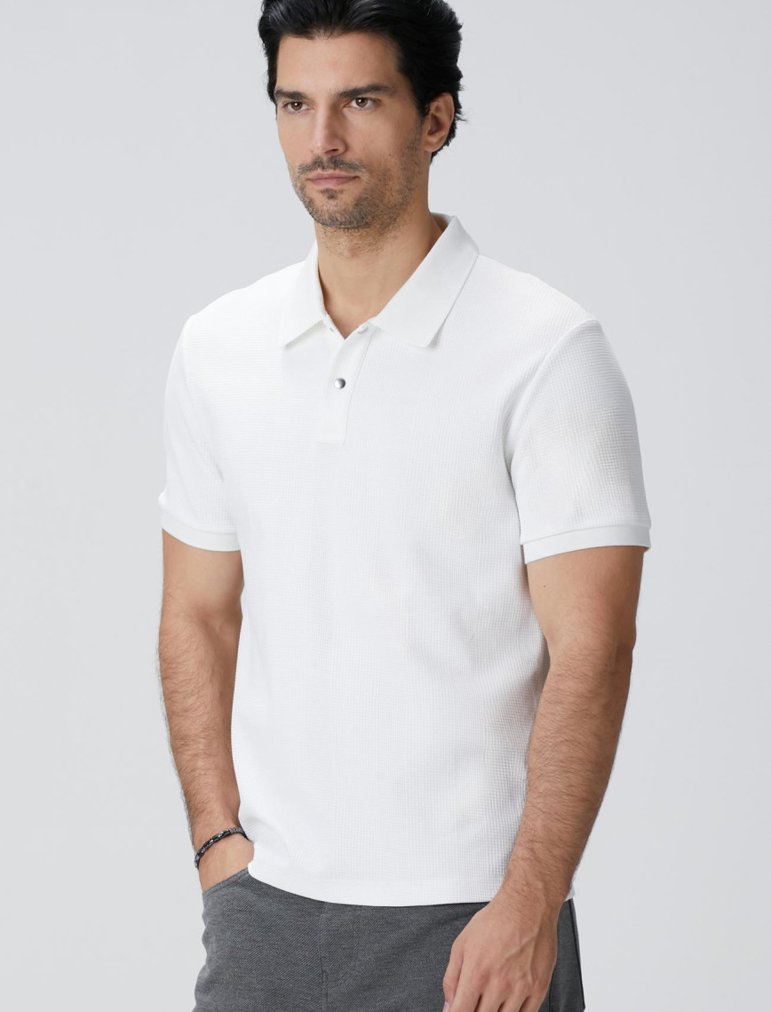 Network Erkek Beyaz Waffle Dokulu T-shirt Network Erkek Beyaz Waffle Dokulu T-shirt