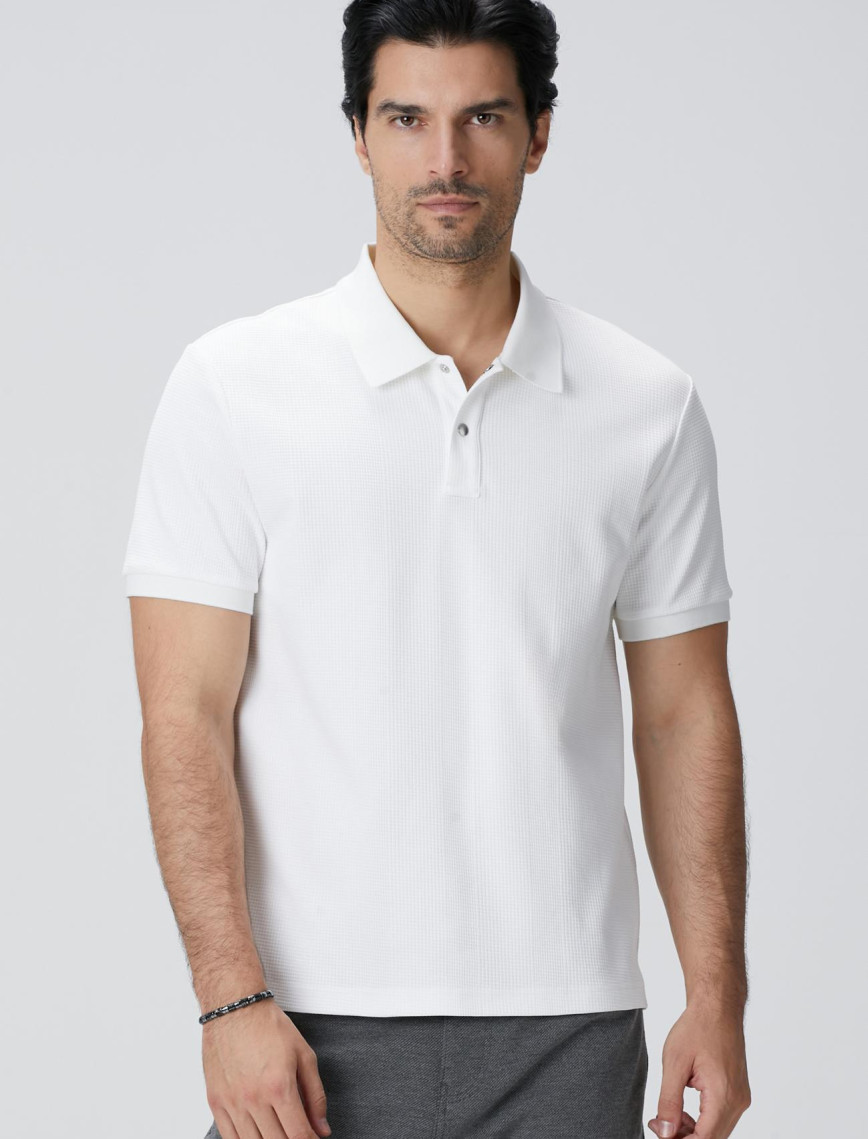 Network Erkek Beyaz Waffle Dokulu T-shirt Network Erkek Beyaz Waffle Dokulu T-shirt