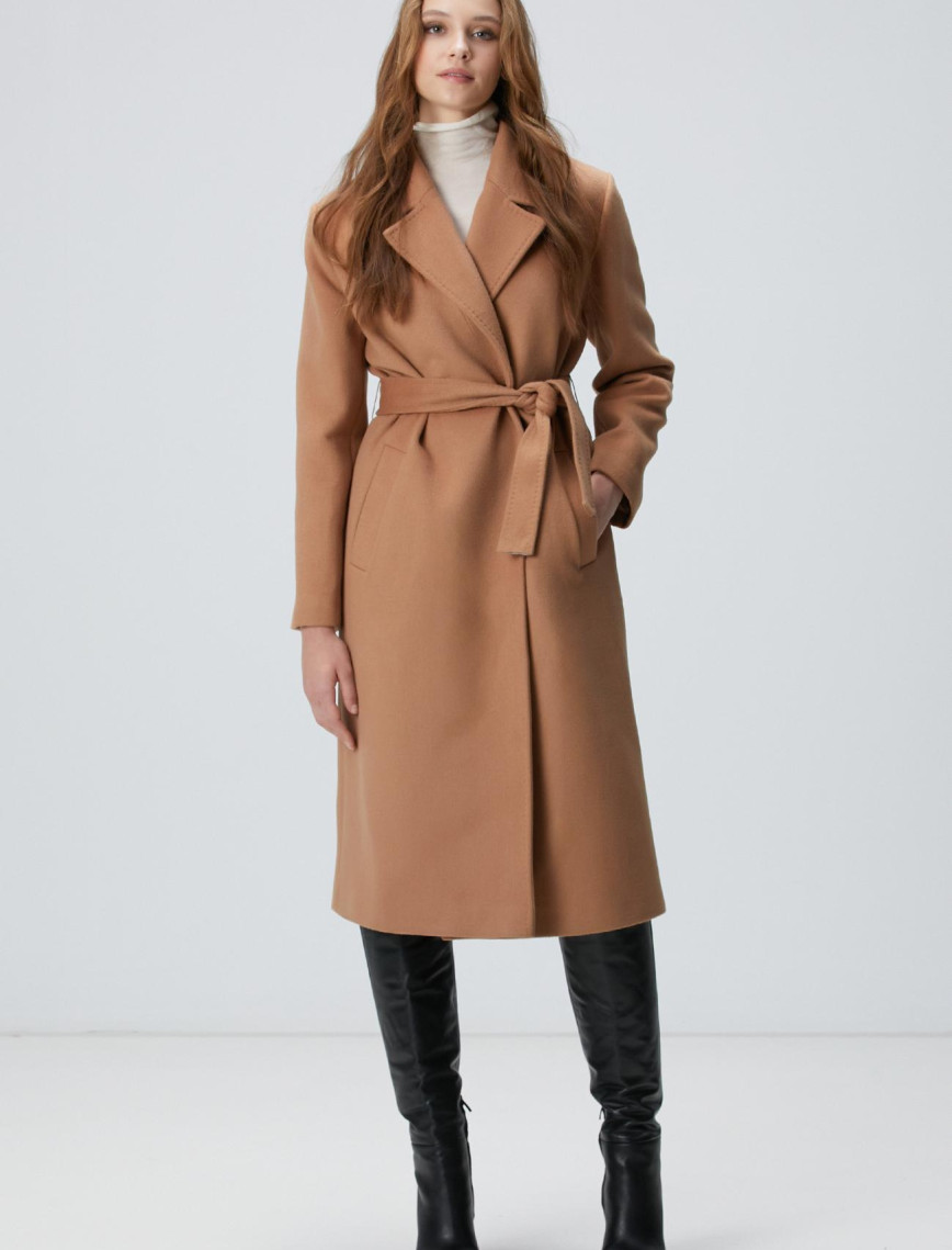 Network Kadın Camel Yün Karışımlı Manto