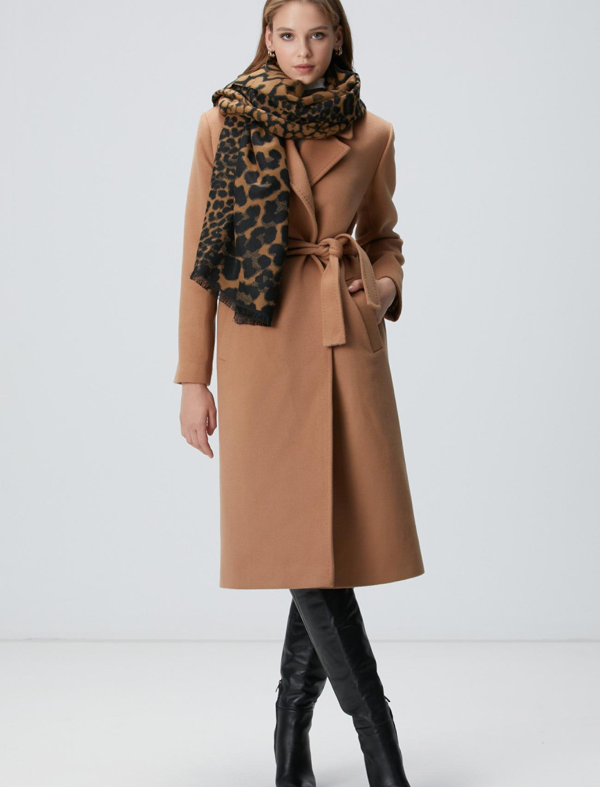 Network Kadın Camel Yün Karışımlı Manto