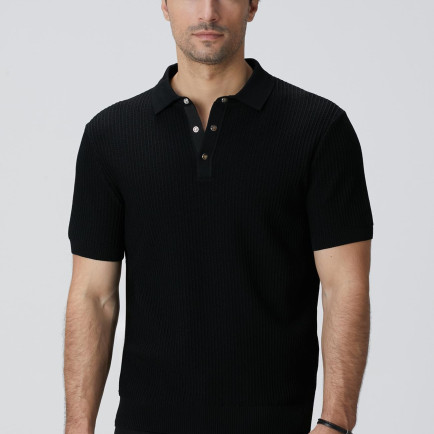 Network Erkek Siyah Polo Yaka Düğmeli Triko Kazak Network Erkek Siyah Polo Yaka Düğmeli Triko Kazak