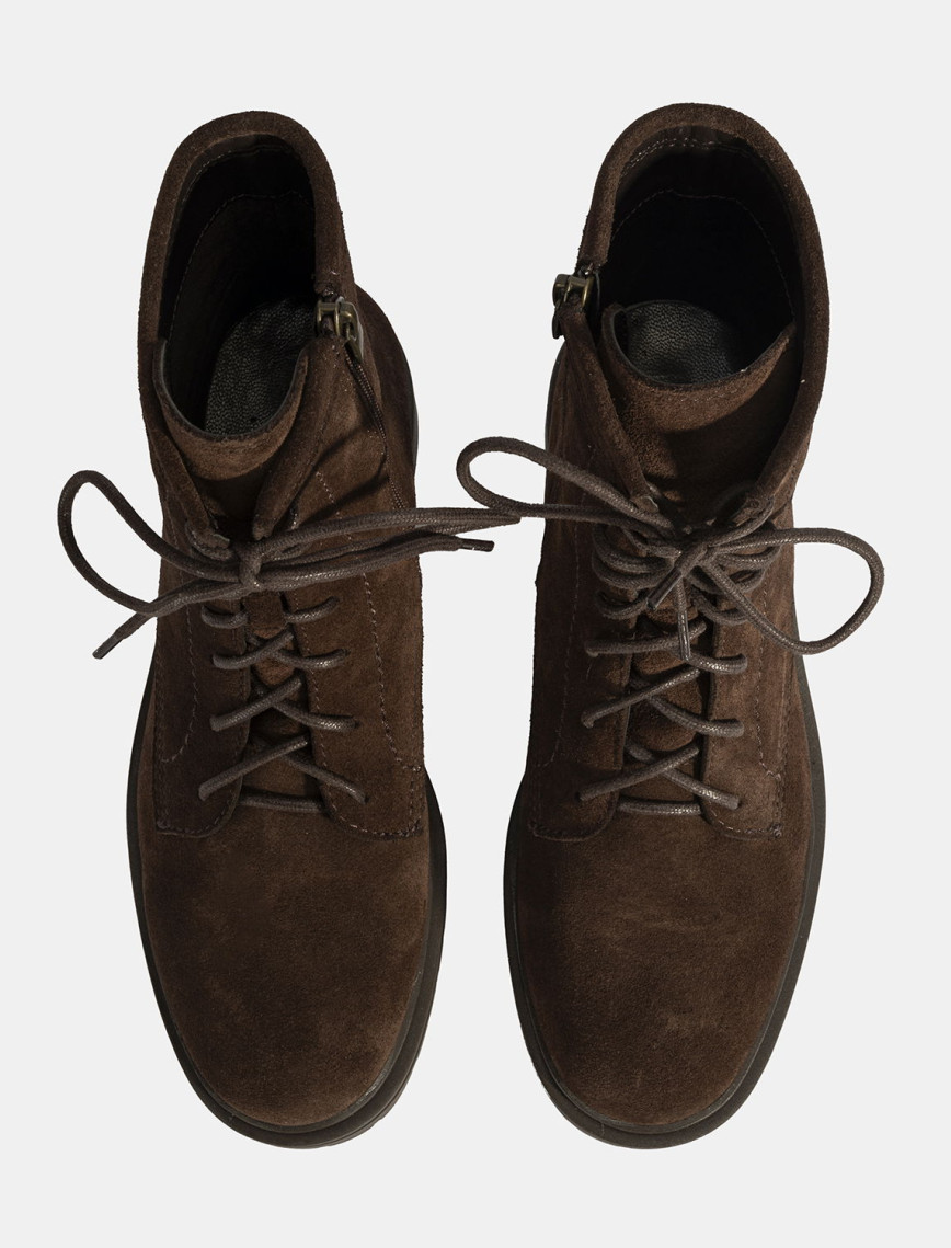 Kadın Kahve Bağcık Detaylı Süet Bot Kadın Kahve Bağcık Detaylı Süet Bot