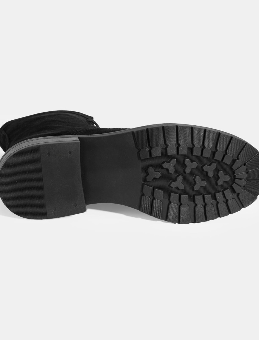 Kadın Siyah Bağcık Detaylı Süet Bot Kadın Siyah Bağcık Detaylı Süet Bot