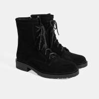 Kadın Siyah Bağcık Detaylı Süet Bot Kadın Siyah Bağcık Detaylı Süet Bot