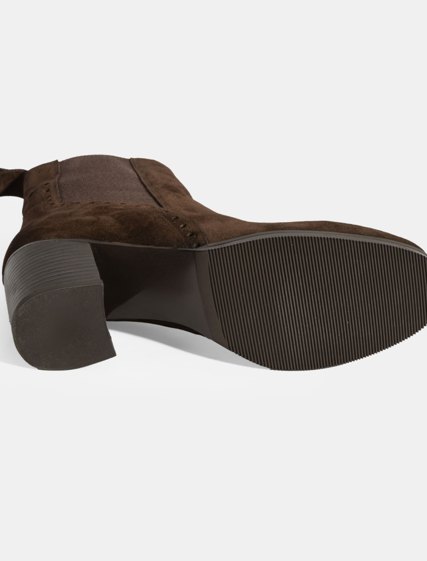 Kadın Kahve Lastikli Topuklu Süet Bot Kadın Kahve Lastikli Topuklu Süet Bot