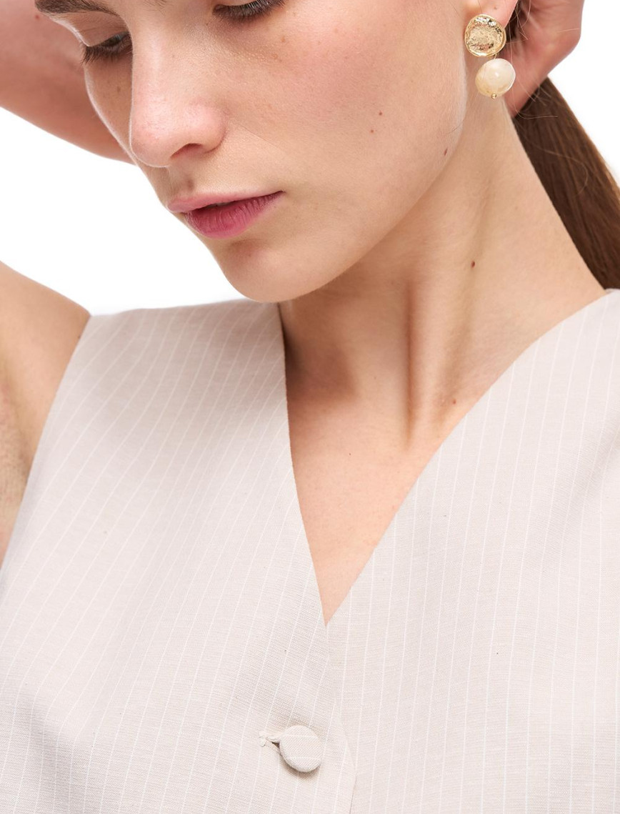 Çizgili V Yaka Yelek Çizgili V Yaka Yelek