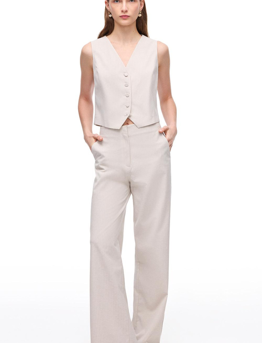 Çizgili V Yaka Yelek Çizgili V Yaka Yelek