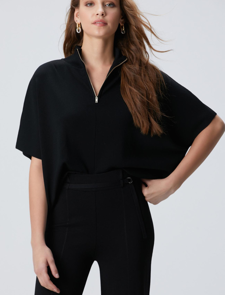 Network Kadın Siyah Bol Form Basic Triko Kazak Network Kadın Siyah Bol Form Basic Triko Kazak